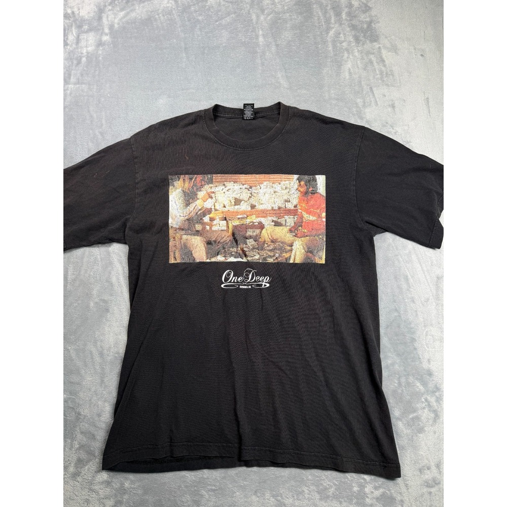 Vintage DR Dream Blood In Blood Out One Deep Graphic T Shirt Mens XL Black 90s